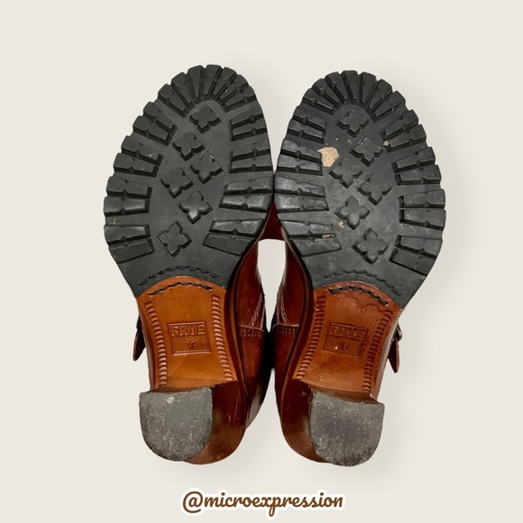 $388 Frye Mildred Brown English Engineer Leather Buckled Heeled Riding Boots - Picture 10 of 14